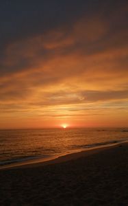 Preview wallpaper beach, sand, sea, sunset, dark