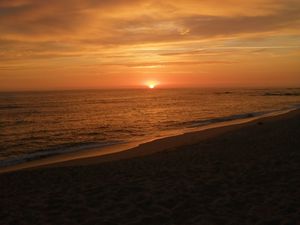 Preview wallpaper beach, sand, sea, sunset, dark