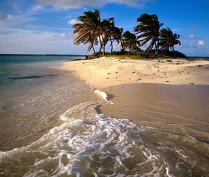 Preview wallpaper beach, sand, sea, palm