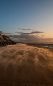 Preview wallpaper beach, sand, shore, rocks, sea, nature