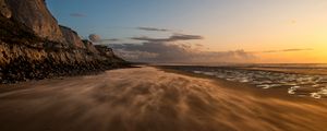 Preview wallpaper beach, sand, shore, rocks, sea, nature