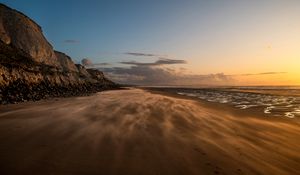 Preview wallpaper beach, sand, shore, rocks, sea, nature