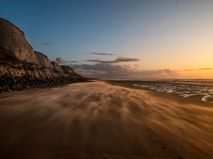 Preview wallpaper beach, sand, shore, rocks, sea, nature