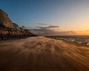 Preview wallpaper beach, sand, shore, rocks, sea, nature