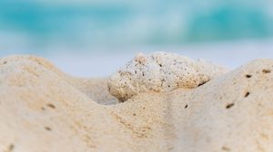 Preview wallpaper beach, sand, stone, sea