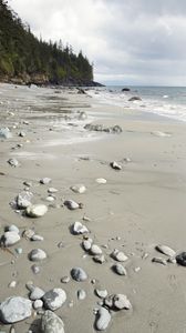 Preview wallpaper beach, sand, stones, sea, coast