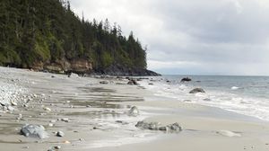 Preview wallpaper beach, sand, stones, sea, coast