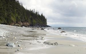 Preview wallpaper beach, sand, stones, sea, coast