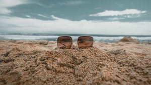 Preview wallpaper beach, sand, sunglasses, rest, relax