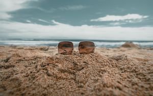 Preview wallpaper beach, sand, sunglasses, rest, relax