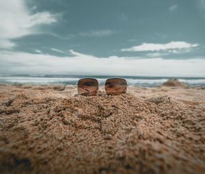 Preview wallpaper beach, sand, sunglasses, rest, relax