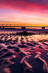 Preview wallpaper beach, sand, sunset, dusk, sea