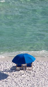 Preview wallpaper beach, sand, umbrella, sea, relaxation