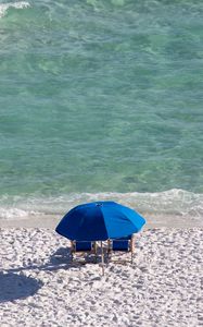 Preview wallpaper beach, sand, umbrella, sea, relaxation