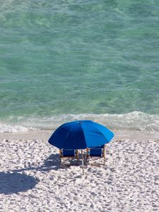 Preview wallpaper beach, sand, umbrella, sea, relaxation