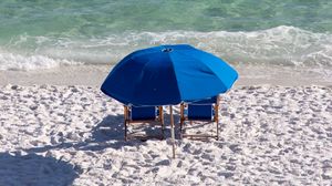 Preview wallpaper beach, sand, umbrella, sea, relaxation