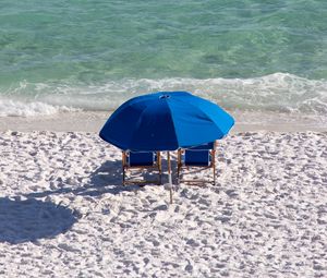 Preview wallpaper beach, sand, umbrella, sea, relaxation