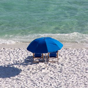 Preview wallpaper beach, sand, umbrella, sea, relaxation