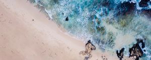 Preview wallpaper beach, sea, aerial view, waves, shore