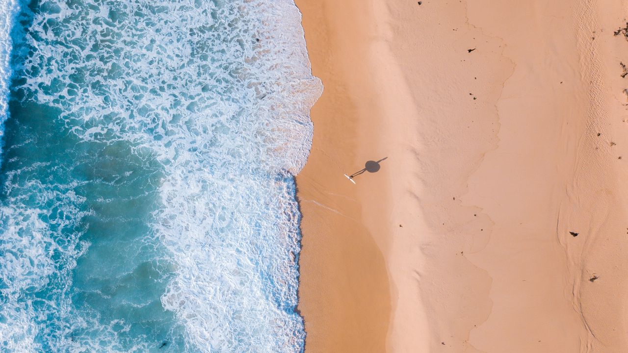Wallpaper beach, sea, aerial view, sand, water, surf