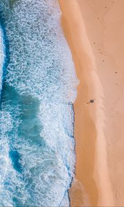 Preview wallpaper beach, sea, aerial view, sand, water, surf