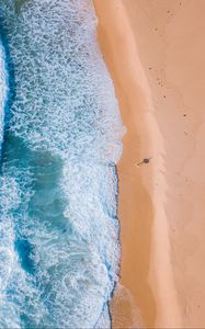 Preview wallpaper beach, sea, aerial view, sand, water, surf