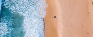 Preview wallpaper beach, sea, aerial view, sand, water, surf