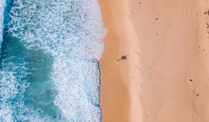 Preview wallpaper beach, sea, aerial view, sand, water, surf