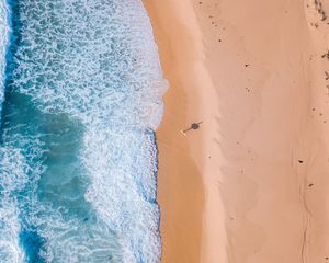 Preview wallpaper beach, sea, aerial view, sand, water, surf