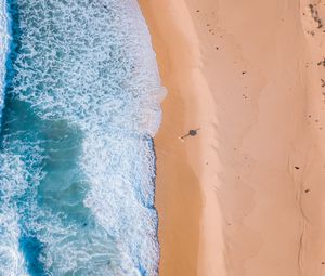 Preview wallpaper beach, sea, aerial view, sand, water, surf