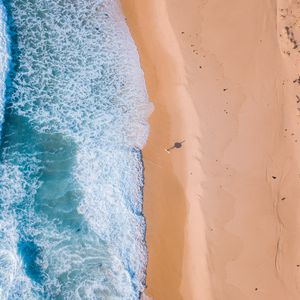 Preview wallpaper beach, sea, aerial view, sand, water, surf