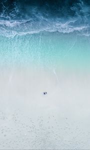 Preview wallpaper beach, sea, aerial view, coast, man