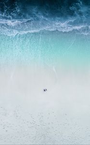 Preview wallpaper beach, sea, aerial view, coast, man