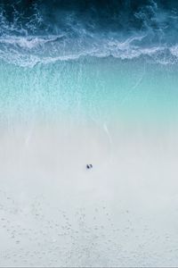 Preview wallpaper beach, sea, aerial view, coast, man