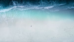 Preview wallpaper beach, sea, aerial view, coast, man