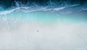 Preview wallpaper beach, sea, aerial view, coast, man