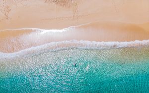Preview wallpaper beach, sea, aerial view, water, people, summer