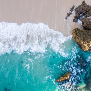 Preview wallpaper beach, sea, aerial view, sand