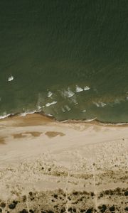Preview wallpaper beach, sea, aerial view, waves, sand