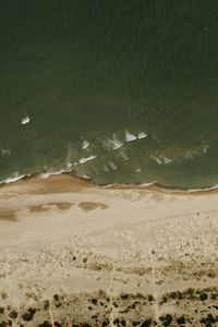 Preview wallpaper beach, sea, aerial view, waves, sand
