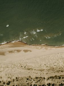 Preview wallpaper beach, sea, aerial view, waves, sand
