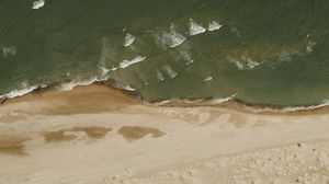 Preview wallpaper beach, sea, aerial view, waves, sand