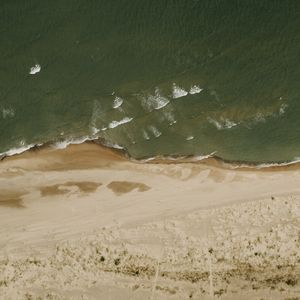Preview wallpaper beach, sea, aerial view, waves, sand