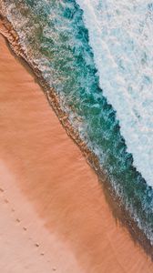 Preview wallpaper beach, sea, aerial view, waves, surf