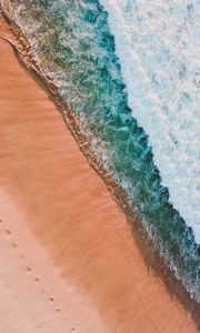 Preview wallpaper beach, sea, aerial view, waves, surf