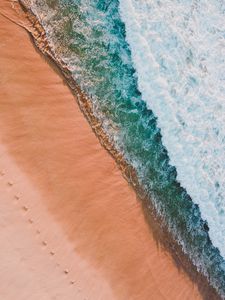 Preview wallpaper beach, sea, aerial view, waves, surf