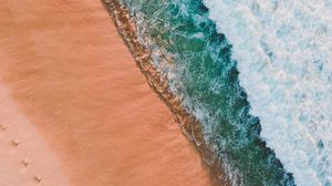 Preview wallpaper beach, sea, aerial view, waves, surf
