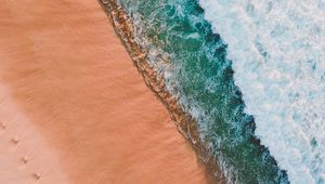 Preview wallpaper beach, sea, aerial view, waves, surf