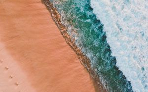 Preview wallpaper beach, sea, aerial view, waves, surf