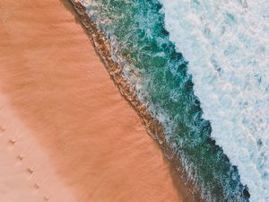 Preview wallpaper beach, sea, aerial view, waves, surf